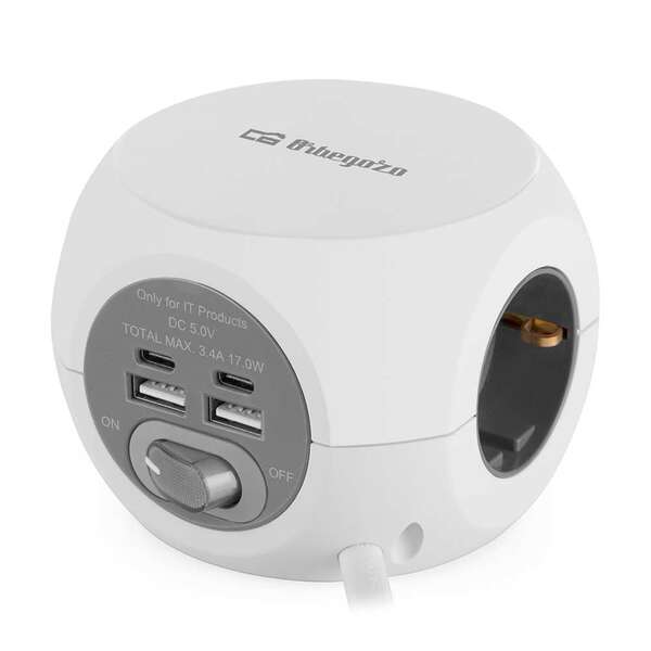 Orbegozo EN 4000 - Presa 7 in 1 con prese di terra e connessioni USB-C - Compatta e sicura - Ideale per i viaggi - Cavo da 1 Orbegozo EN 4000 - Presa 7 in 1 con prese di terra e connessioni USB-C - Compatta e sicura - Ideale per i viaggi - Cavo da 1
