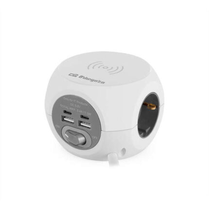 Orbegozo EN 4500 Presa 8 in 1 Ricarica Rapida Wireless - 3 Prese con messa a terra VDE - 2 USB - 2 USB-C - Cavo 1