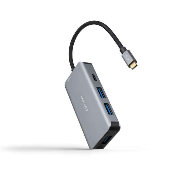 Nanocavo HUB USB-C 5 in 1 - Convertitore 3.2 GEN1 5G a 3 x USB-A 3.0 + USB-C + USB-C PD 100W - Alluminio - 15 cm - Colore grigio Nanocavo HUB USB-C 5 in 1 - Convertitore 3.2 GEN1 5G a 3 x USB-A 3.0 + USB-C + USB-C PD 100W - Alluminio - 15 cm - Colore grigio