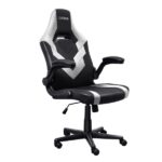 Trust GXT 703W Riye Sedia da gioco - Braccioli - Ruote in nylon - Pistone a gas classe 4 - Base in metallo - Peso massimo 140 kg - Colore nero/bianco