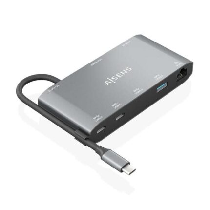 Aisens USB-C Dock 8 in 1 - USB-C a 1xHDMI - 1xVGA - 1xRJ45 - 2xUSB-A - 2xUSB-C 5G - 1xUSB-C PD - 20 cm - Colore grigio