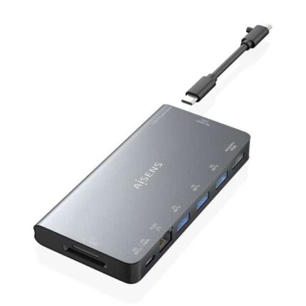Aisens USB-C Dock 8 in 1 - USB-C a 1xHDMI - 1xRJ45 - 3xUSB-A - 1xUSB-C Dati+PD - 1xSD - 1xMicro SD - 10 cm - Colore grigio