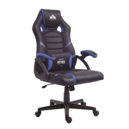 Cromad Serie Nitro Sedia da gaming - Altezza regolabile con pistone a gas classe 2 - Cuscino lombare - Colore nero/blu