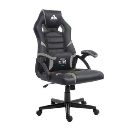 Cromad Serie Nitro Sedia da gioco - Altezza regolabile con pistone a gas di classe 2 - Cuscino lombare - Colore nero/grigio