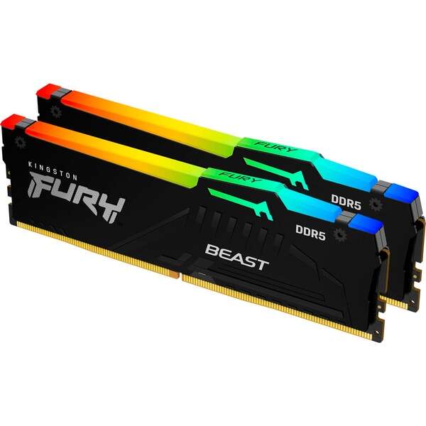 Kingston Fury Beast RGB Expo Memoria RAM DDR5 6000MT/s 32GB (2x16GB) CL30 DIMM Kingston Fury Beast RGB Expo Memoria RAM DDR5 6000MT/s 32GB (2x16GB) CL30 DIMM