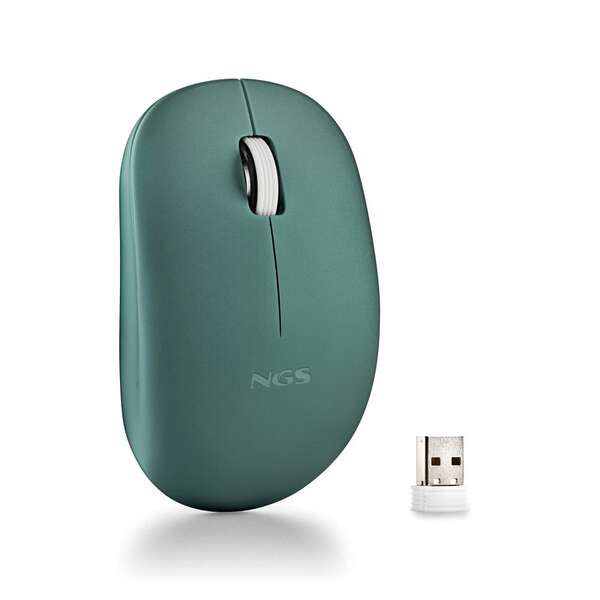 Mouse wireless NGS con tasti silenziosi - 2 pulsanti - Ambidestro - Colore verde Mouse wireless NGS con tasti silenziosi - 2 pulsanti - Ambidestro - Colore verde