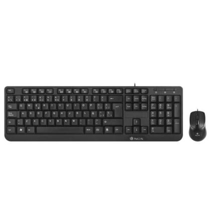 Kit tastiera multimediale e mouse con cavo NGS - QWERTY portoghese - 12 tasti multimediali - Colore nero