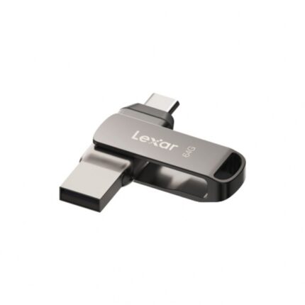 Lexar D400 JumpDrive Dual Drive Memoria USB 3.1 Type-C 64 GB - Trasferimento tra USB Type-C e Type-A - Velocità fino a 130 MB/s - Design metallico girevole - Colore grigio