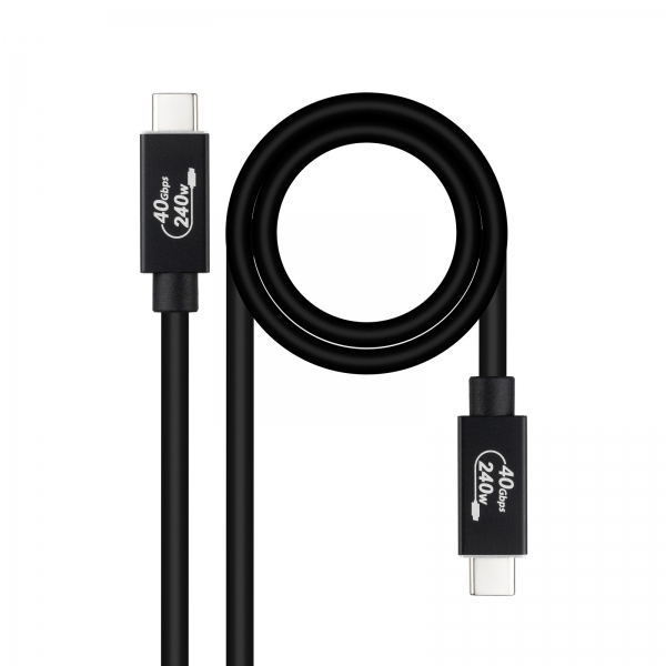 Nanocavo Cavo USB 4 Gen 3x2 40Gbps 5A/240W - USB-C/M-USB-C/M - 1m - Colore nero Nanocavo Cavo USB 4 Gen 3x2 40Gbps 5A/240W - USB-C/M-USB-C/M - 1m - Colore nero