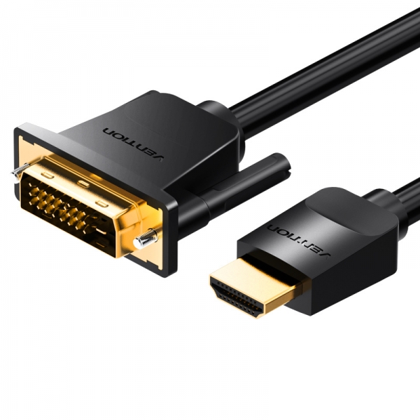 Convertitore Vention da DVI maschio a HDMI maschio - 1 m - Colore nero Convertitore Vention da DVI maschio a HDMI maschio - 1 m - Colore nero