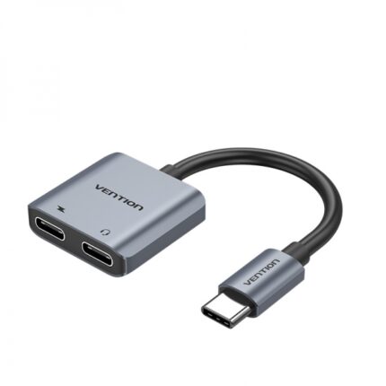 Vention Convertitore USB-C maschio a 2x USB-C femmina (audio e ricarica) - Colore grigio
