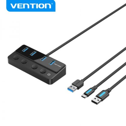 Vention HUB 4 in 1 USB 3.0 a 4xUSB/USB-C PD Include cavo di ricarica USB maschio - USB-C - Colore nero