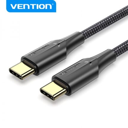 Cavo Vention da USB-C maschio a USB-C maschio 3A 60W LED - 2 m - Cotone intrecciato nero