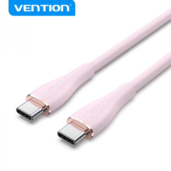 Cavo Vention da USB-C maschio a USB-C maschio - 1 m - 5 A 100 W 480 Mbps - Colore rosa silicone Cavo Vention da USB-C maschio a USB-C maschio - 1 m - 5 A 100 W 480 Mbps - Colore rosa silicone