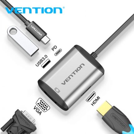 Vention Docking Station 4 in 1 USB-C a HDMI/VGA/USB3.0/PD87W - 0