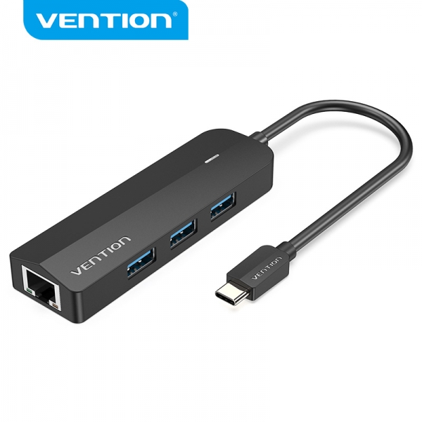 Vention HUB 5 in 1 da USB-C a 3xUSB3.0/RJ45/Micro B alimentato - 0 Vention HUB 5 in 1 da USB-C a 3xUSB3.0/RJ45/Micro B alimentato - 0