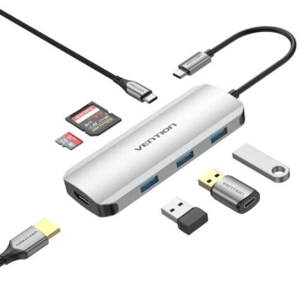 Vention Docking Station 7 in 1 USB-C a HDMI 4K/3xUSB3.0/SD/TF/PD100W - 0