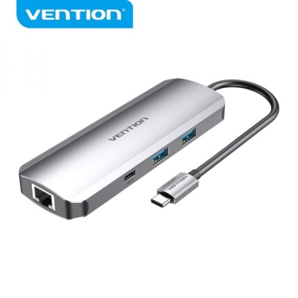 Vention Docking Station 9 in 1 USB-C a HDMI 4K/2xUSB3.0/USB-C Gen1/RJ45/Lettore TF/SD/Jack Audio/PD100W - 0