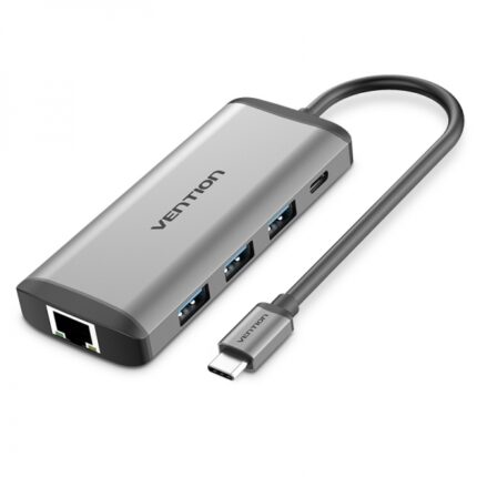 Vention Docking Station 7 in 1 USB-C a HDMI 4K/3xUSB3.0/RJ45/Lettore SD/TF/PD87W - 0