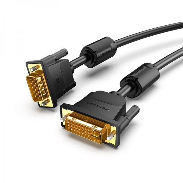 Cavo convertitore Vention da DVI maschio a VGA maschio - 3 m - Colore nero Cavo convertitore Vention da DVI maschio a VGA maschio - 3 m - Colore nero