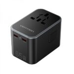 Vention Adattatore da viaggio universale GaN 65W - 3 porte USB (C+C+A 65W/65W/30W) - Colore nero - immagine 2
