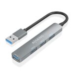 Hub USB ultrasottile in alluminio Aisens - 1xUSB3.0 + 3xUSB2.0 - Alta velocità 5 Gbps - Alimentazione tramite bus USB - Colore grigio