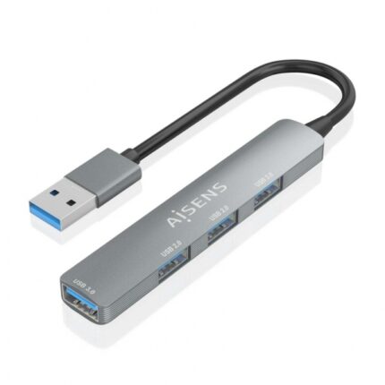 Hub USB ultrasottile in alluminio Aisens - 1xUSB3.0 + 3xUSB2.0 - Alta velocità 5 Gbps - Alimentazione tramite bus USB - Colore grigio