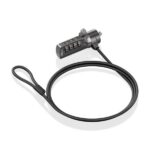 Cavo di sicurezza in acciaio con lucchetto a combinazione Aisens - Compatibile con Kensington Lock - Blocco a 4 cifre - Rivestimento in vinile - Ideale per computer e laptop - Colore nero