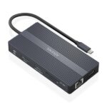 Aisens Convertitore USB-C 12 in 1 - Custodia in alluminio - Leggero e portatile - Connessione a 3 schermi - Power Delivery 100W - Ethernet RJ45 - Porte USB-A e USB-C - Lettori di schede SD e Micro SD
