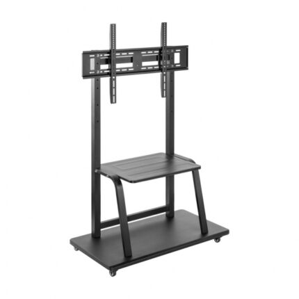 Aisens Eco Supporto da pavimento con ruote e vassoio per DVD - Acciaio ad alta resistenza - Verniciatura elettrostatica - Ruote con freno - Vesa massimo 800 x 600 mm - Carico massimo 150 kg