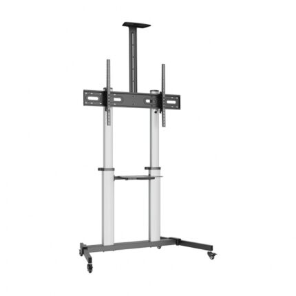 Aisens Pro Supporto da pavimento con ruote per TV 60"-100" - Alluminio ad alta resistenza - Vesa massimo 1000x600 mm - Carico massimo 100 kg - Inclinazione -10º/+5º - Altezza regolabile - Colore nero/argento