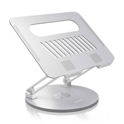 Aisens Supporto da tavolo XL girevole e regolabile per laptop o tablet - Lega di alluminio - Rotazione a 360° - Pieghevole e compatto - Antiscivolo - Compatibile con 10-17" - Colore argento