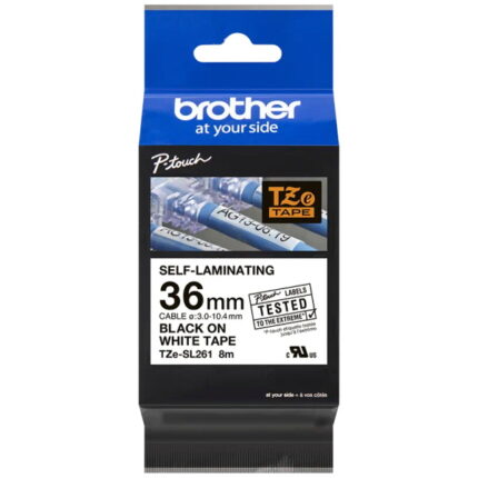 Brother TZeSL261 Nastro autolaminato originale - Testo nero su sfondo bianco - Larghezza 36 mm x 8 metri