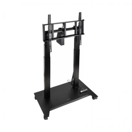 Tooq Uros Supporto da pavimento con ruote elettriche per schermi da 52-84" - Regolazione elettrica dell'altezza e dell'inclinazione - Peso massimo 100 kg - VESA massimo 600x500 - Colore nero