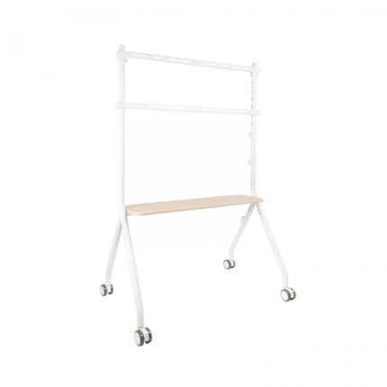 Tooq iLove Supporto da pavimento con ruote per schermi da 49-80" - Vassoio inferiore multiuso - Ruote con sistema di bloccaggio - Gestione dei cavi - Peso massimo 50 kg - VESA massimo 600x400 - Colore bianco