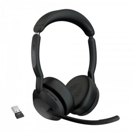 Jabra Evolve2 55 MS Stereo Cuffie con microfono Bluetooth - Cancellazione del rumore - Autonomia fino a 18 ore - Archetto regolabile - Comandi sulle cuffie - Colore nero