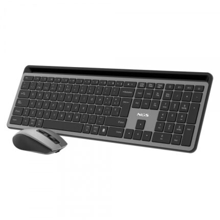 NGS Pack Tastiera + Mouse wireless multifunzione - Silenzioso - 12 tasti multimediali - Colore grigio
