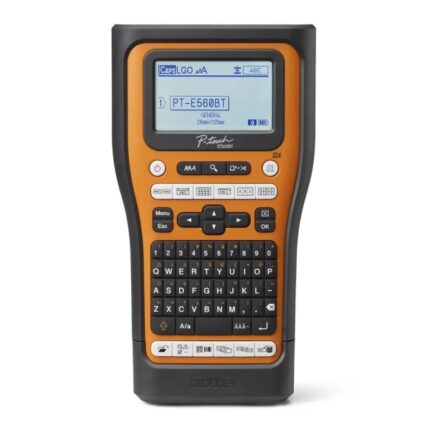 Brother PT-E560BTSP Etichettatrice elettronica Bluetooth - Con connessione al PC - Schermo LCD - Larghezza massima del nastro 18 mm - Velocità di stampa 30 mm/s - Colore nero/arancione