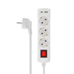 Elbat Base multipla a 3 prese con interruttore + USB + Tipo C - Colore bianco