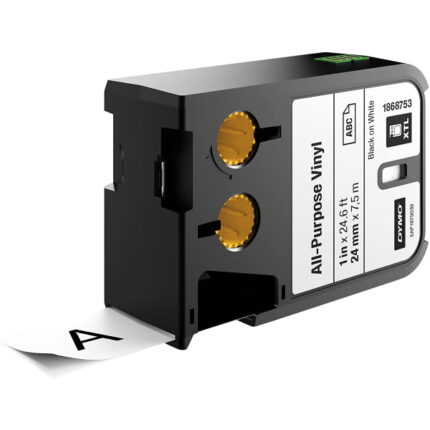 Dymo XTL Nastro in vinile originale per etichettatrice - Testo nero su sfondo bianco - Larghezza 24 mm x 7