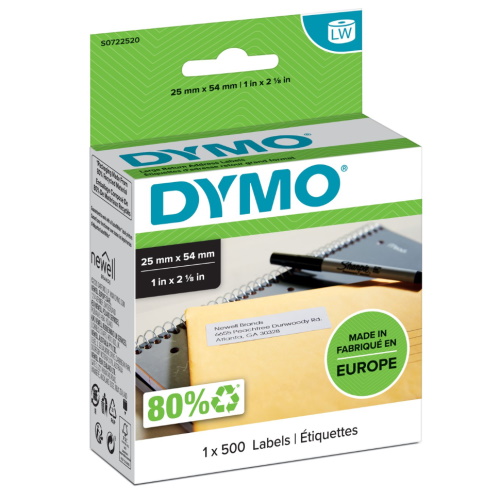 Dymo LabelWriter 11352 Etichette originali multiuso autoadesive - 25x54 mm - 500 unità - S0722520 Dymo LabelWriter 11352 Etichette originali multiuso autoadesive - 25x54 mm - 500 unità - S0722520