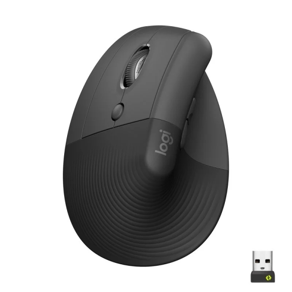 Logitech Lift Mouse verticale Bluetooth e wireless USB 4000 dpi - 5 pulsanti - Per mancini - Colore nero/grigio Logitech Lift Mouse verticale Bluetooth e wireless USB 4000 dpi - 5 pulsanti - Per mancini - Colore nero/grigio