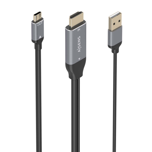 Cavo convertitore Aisens in alluminio da HDMI V2.0 a USB-C 4K@60Hz - HDMI/M+USB-A/M-USB-C/M - 1 Cavo convertitore Aisens in alluminio da HDMI V2.0 a USB-C 4K@60Hz - HDMI/M+USB-A/M-USB-C/M - 1