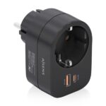 Aisens Presa a muro multifunzione con 1 presa + 1xUSB-C 20W PD3.0 - 1xUSB-A 20W QC3.0 - Colore nero