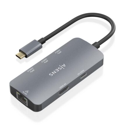 Aisens USB-C Dock 6 in 1 - USB-C a 1xHDMI - 1xRJ45 - 3xUSB-A - 1xUSB-C PD - 15 cm - Colore grigio