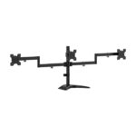 Aisens Supporto da tavolo con base ecologica girevole e inclinabile per 3 monitor da 10 kg (3 perni - 2 bracci) da 13-27" - Colore nero
