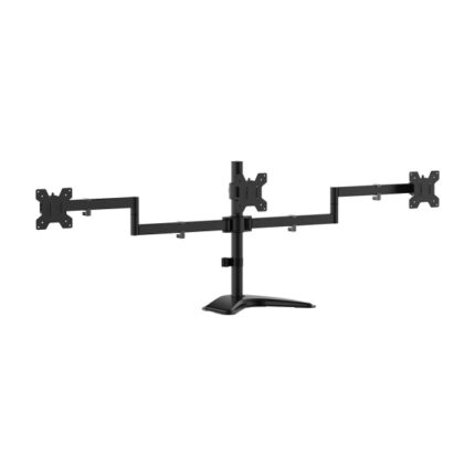 Aisens Supporto da tavolo con base ecologica girevole e inclinabile per 3 monitor da 10 kg (3 perni - 2 bracci) da 13-27" - Colore nero