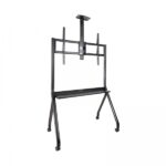Tooq iStar Supporto da pavimento con ruote per schermi da 55-100" - Vassoio inferiore multiuso e vassoio superiore regolabile per webcam - Ruote con sistema di bloccaggio - Peso massimo 120 kg - VESA massimo 900x600 - Colore nero
