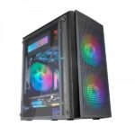 Mars Gaming MC300 Case gaming compatto - Finestra in vetro temperato - Tripla ventilazione FRGB - Griglia frontale TOTAL-MESH - Supporto MicroATX/Mini-ITX - RGB avanzato - Colore nero