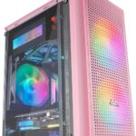Mars Gaming MC300 Case Gaming Compatto - Finestra in vetro temperato - 3 ventole FRGB - Griglia frontale TOTAL-MESH - Supporto Micro-ATX/Mini-ITX - Illuminazione RGB - Colore rosa